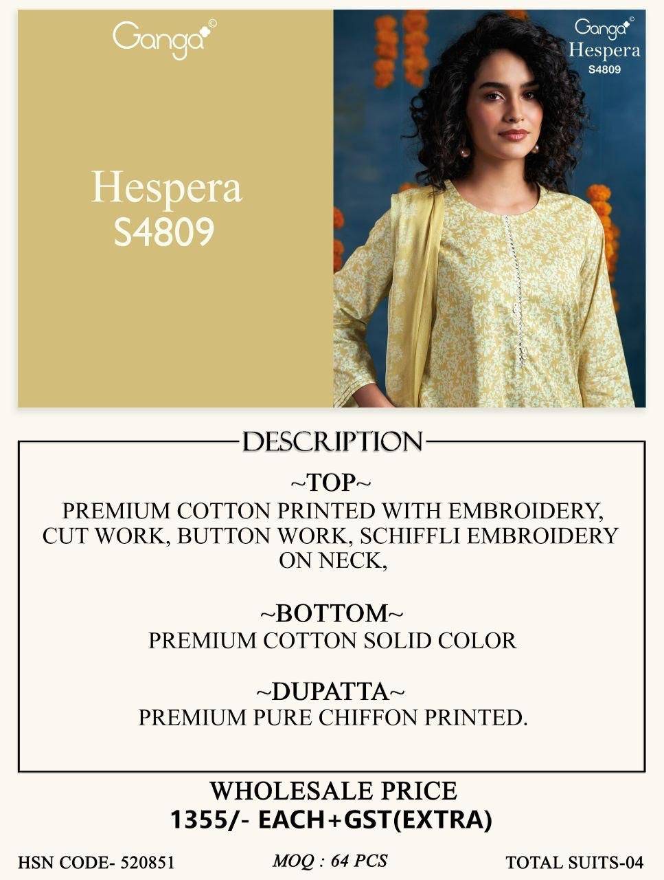 HESPERA 4809 By Ganga Fashion Stylish Beautiful Colourful PREMIUM PURE BEMBERG Dresses At Wholesale Price